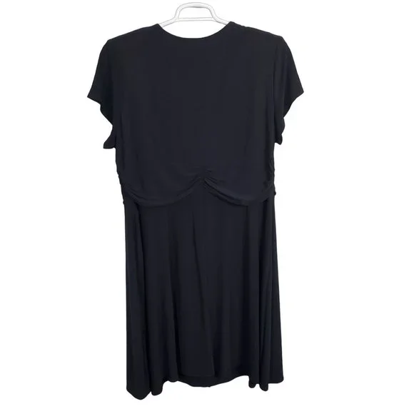 R&M Richards Size 20W Dress Pullover Stretch Fluid Jersey Midi Crystal Navy - Picture 3 of 11